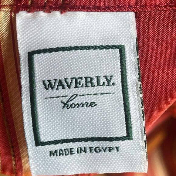 Waverly Home Luxury Gold Red Stripe Shower Curtain 70's - Picture 2 of 9